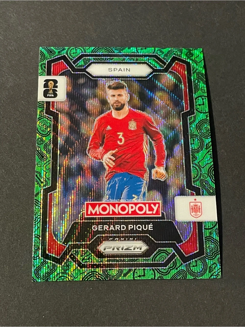 2026 Panini Prizm FIFA World Cup Cards #46 Gerard Piqué Spain Green Wave Card